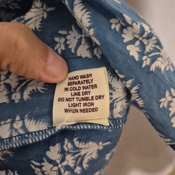 Solitaire Women's Cotton Blue Boho Crochet Pull On Maxi Skirt M - Picture 5 of 5